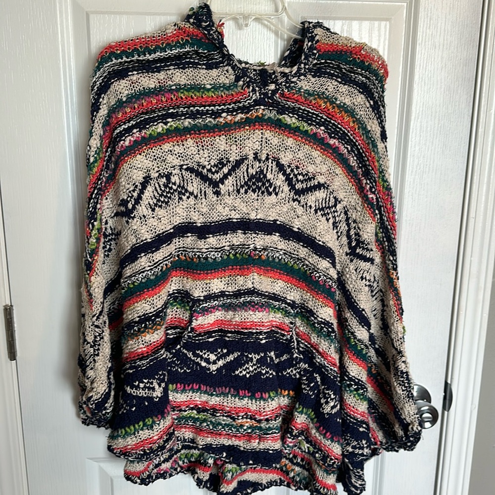 NEW colorful poncho with hood